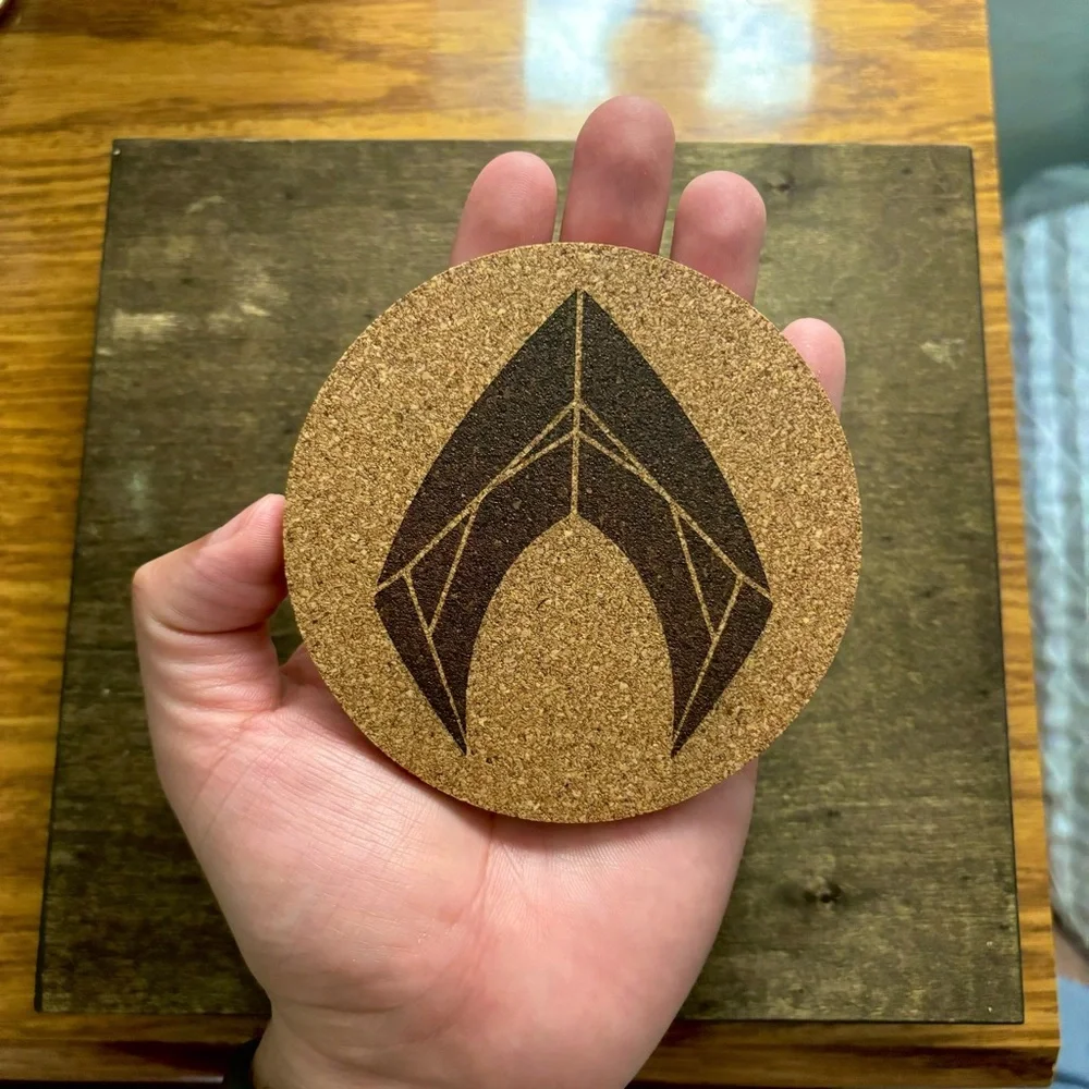 Aquaman Symbol Laser Engraved Cork Coaster